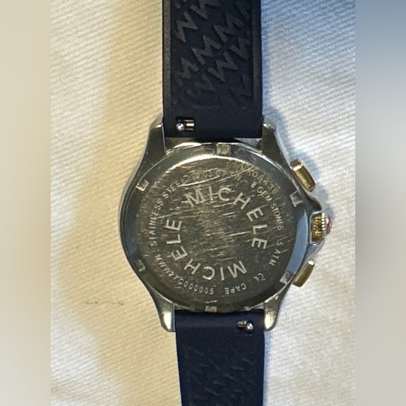 Michele Cape Chronograph Blue Dial Yellow Topaz Markers FULL SET - Picture 6 of 13